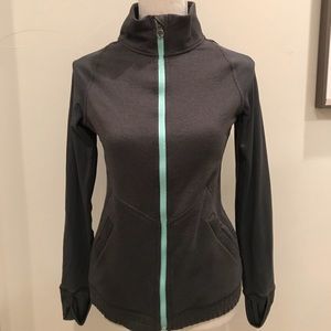 Dark grey with teal trim jacket